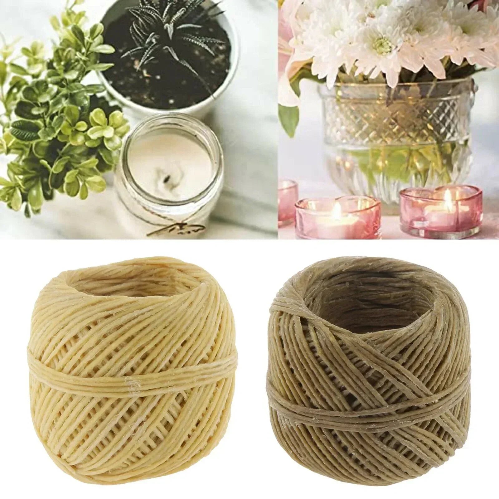 1 Roll Beeswax Wick Organic Hemps Wick 33 FT Well Coated Natural Beeswax For DIY Candle Stick Making Votives Tea Lights New