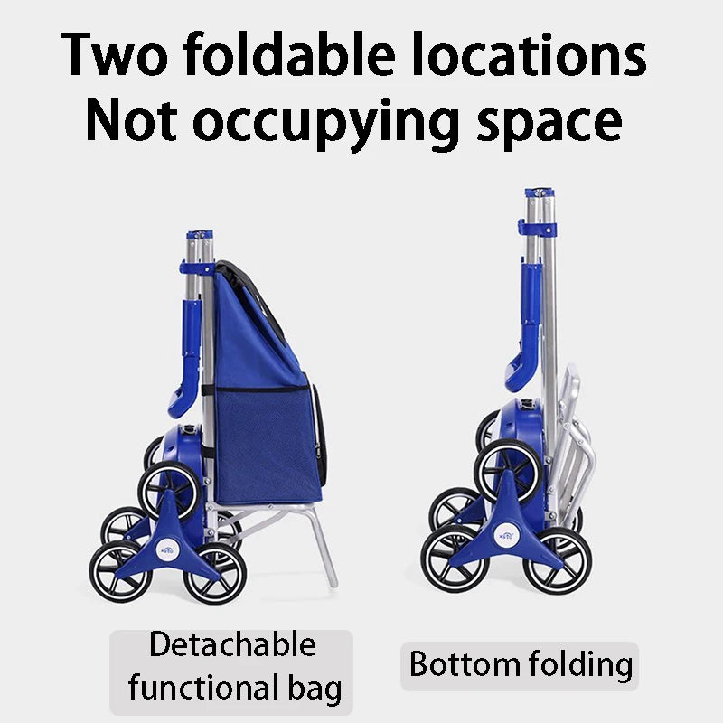Electric Climbing Shopping Cart Large Capacity Silent Electric Handcart Household Portable Foldable Shopping Bag with Wheels