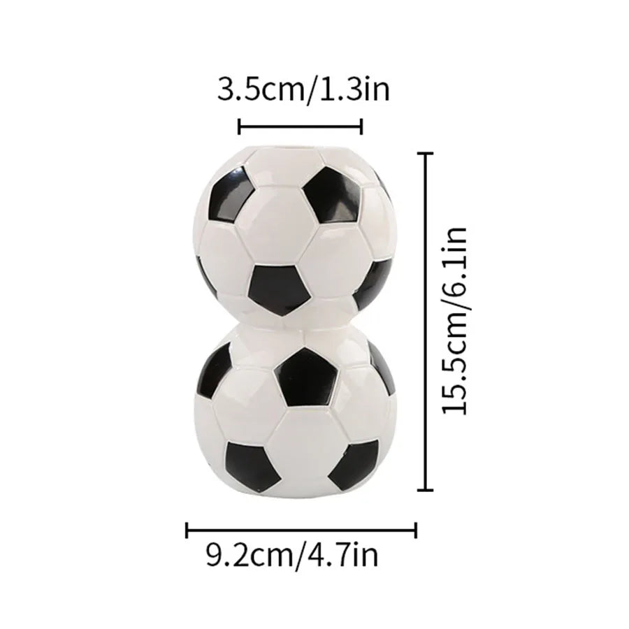 Ceramic Football Vase Hydroponic Flower Holder Pen Stand Creative Living Room Decor World Cup Fan Ornament
