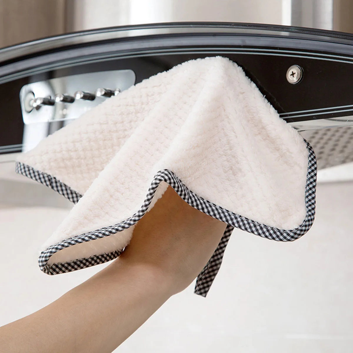 5pcs Soft Reusable Dish Towels, 9.8x9.8in Coral Fleece Cleaning Rags, Household Absorbent Non-shedding Dishwashing Cloth, Double