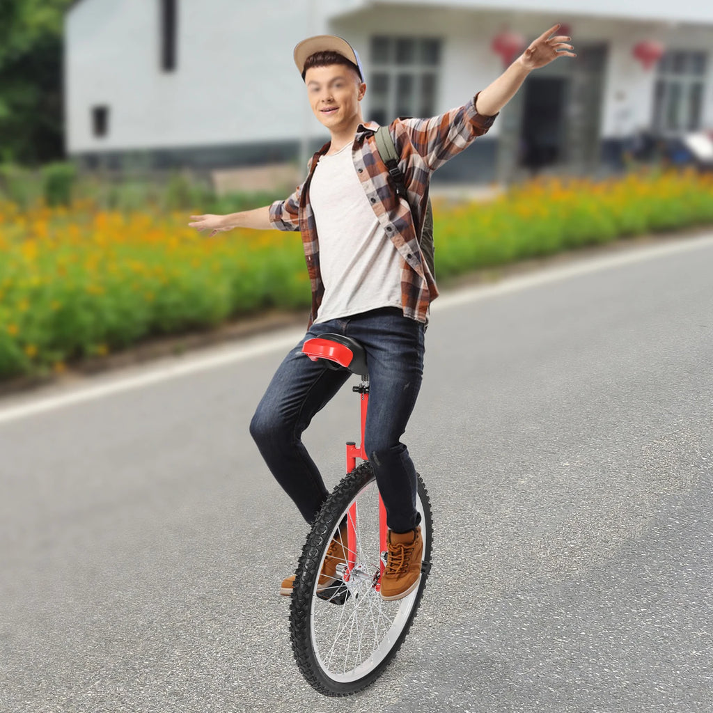 24-inch Wheel Unicycle Height Adjustable Unicycle Black/Yellow/Blue/Red Steel One Wheel Bike For Cycling Balance Training