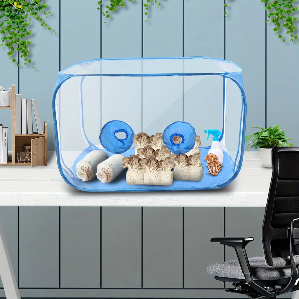 1pc Portable PVC Mushroom Growing Still Air Box, Foldable Pop Up Mushroom Grow Tent Container