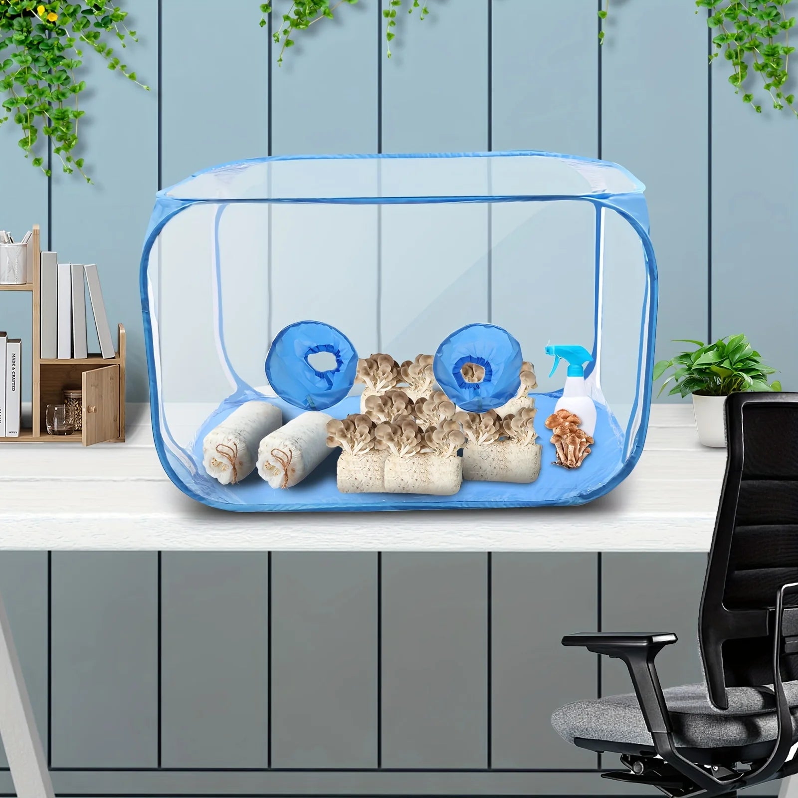 1pc Portable PVC Mushroom Growing Still Air Box, Foldable Pop Up Mushroom Grow Tent Container