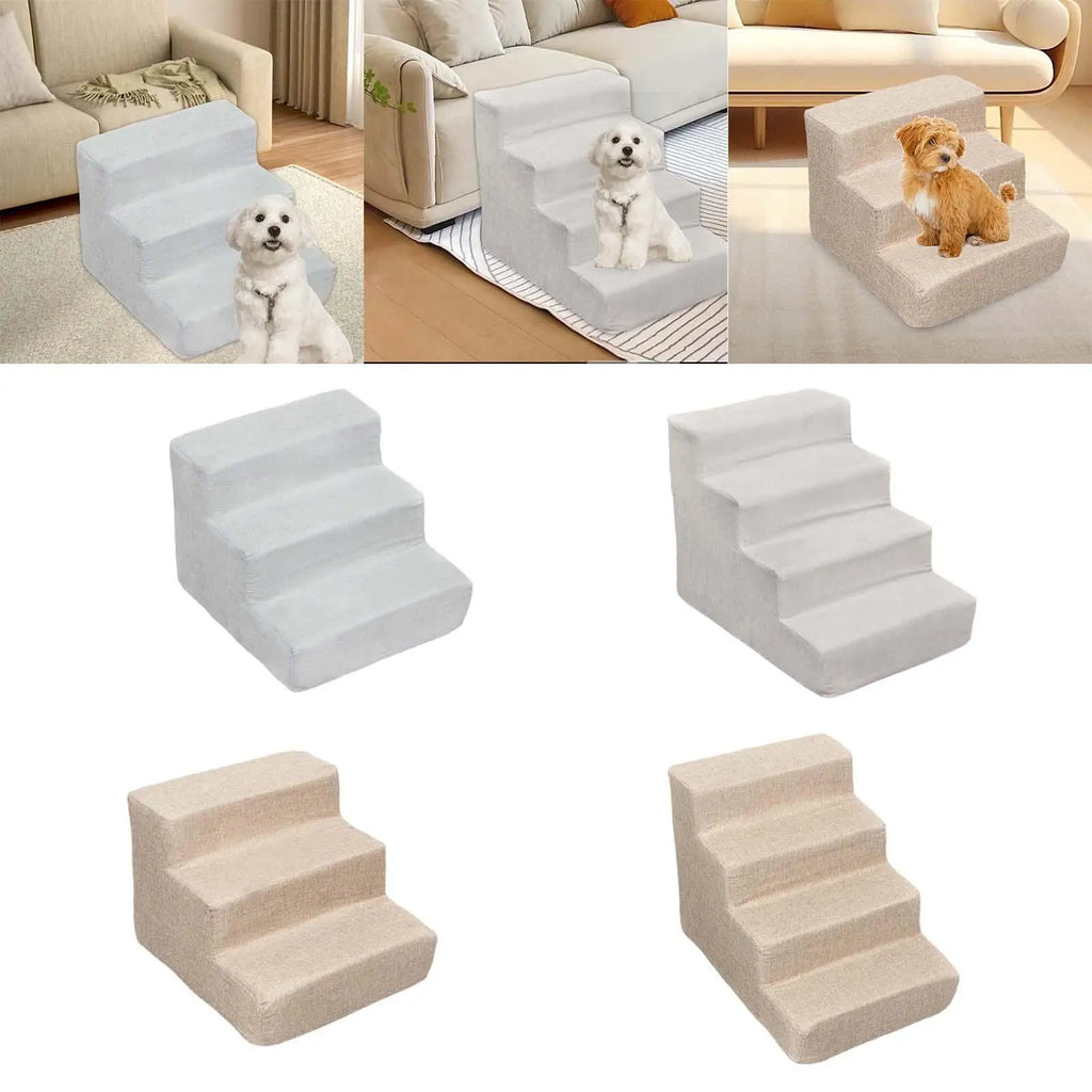 Dog Ramp Stairs Versatile Gentle Slope Shape for Older Dogs, Cats Removable Cover Sturdy Anti Slip High Density Sponge