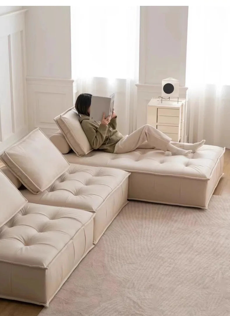 Compression Sofa High-end Light Luxury Living Room Boneless Sofa Small Apartment Three-seater Fabric Double Tofu Block Sofa