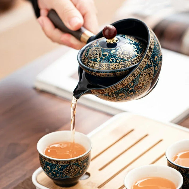 Chinese Kung Fu Tea Set Sand Ceramic Tea Set Travel Kung Fu Tea Set Gift Porcelain Purple Clay Pot Poured Ceramic Tea Set