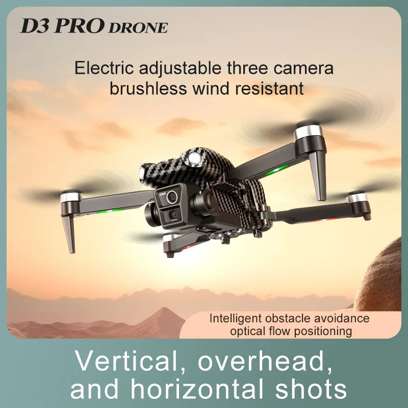 1 Set D3 Drone HD Aerial Photography Brushless Motor Dual Camera Obstacle Avoidance Optical Flow Positioning New Year Present