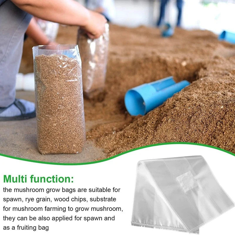 Cultivation Bags100Pcs Mushroom Growing Bag Spawn Bags Thick 6 Bags 5.9inchx13.8inch 0.2 Micrometre Filter