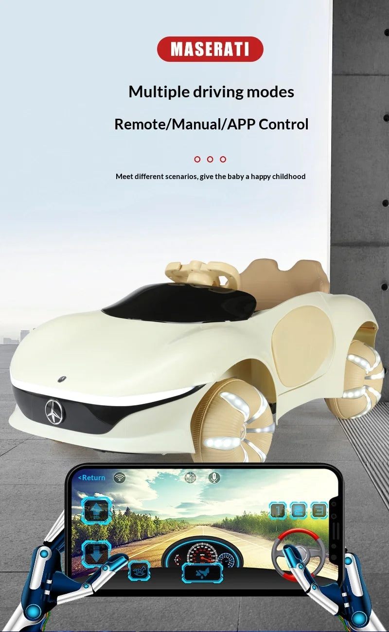 Electric Ride On Car 4WD with Remote Control - Battery Powered Toy Vehicle with Doors LED Lights Music