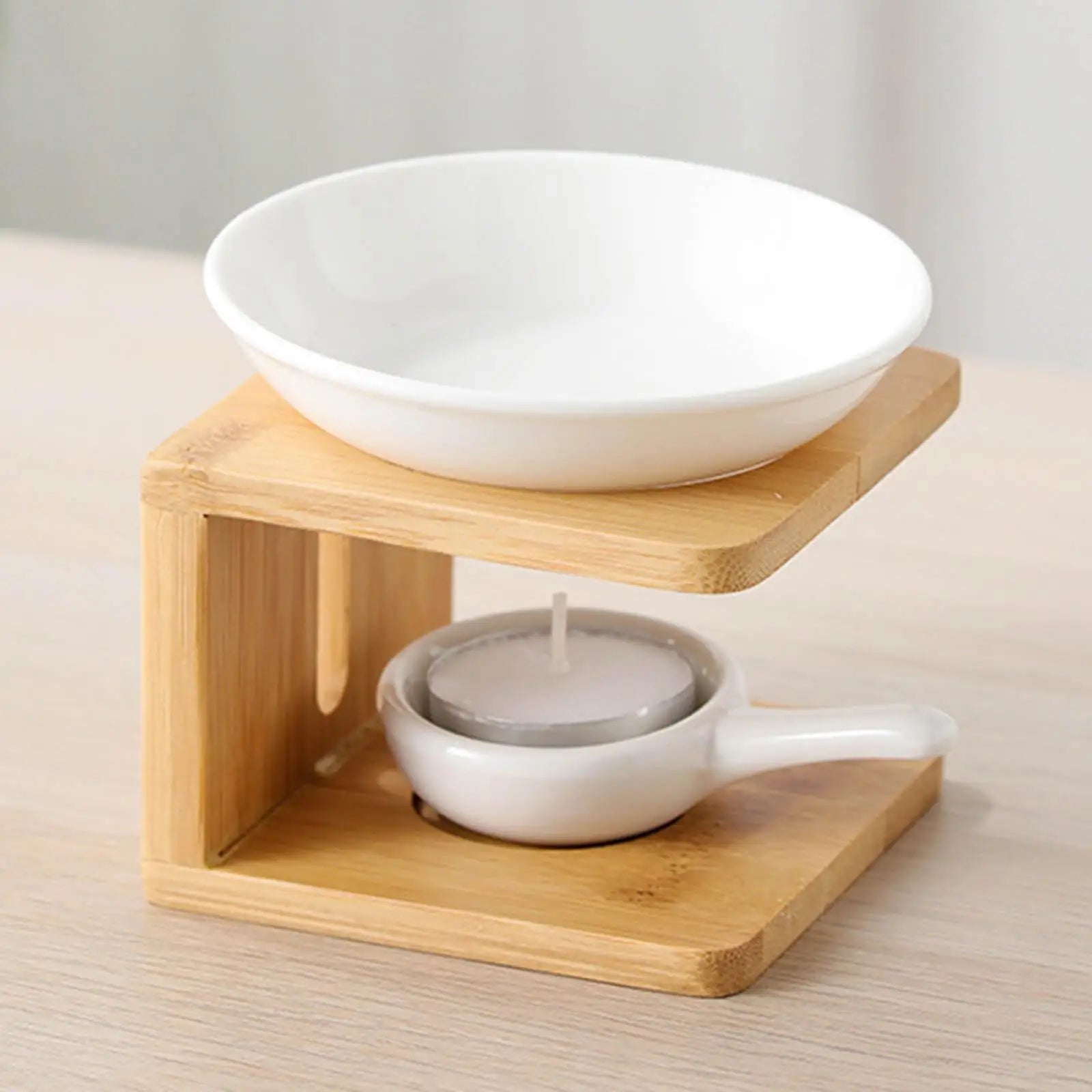 Ceramic Essential Oil Burner with Candle Holder Scented Wax Melt Burner Tealight Holder Decorative Centerpiece for Office Home