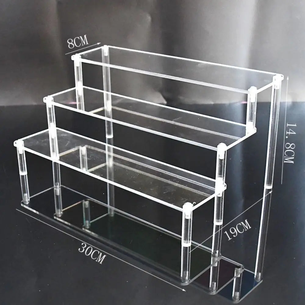 1-5 Tier Acrylic Display Stand Durable Display Rack For Cupcake Perfume Doll Transparent Trapezoidal Blind Box Storage Shelf