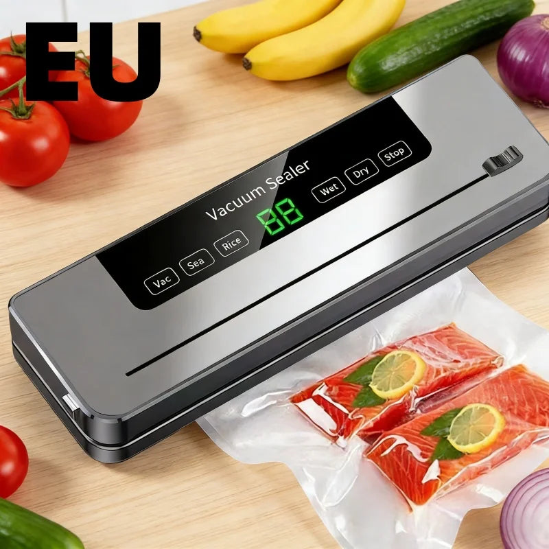 Electric Vacuum Sealer Dry/Wet Food Sealed Packaging Kitchen Food Storage Seal Built-in Cutter Knife Vacuum Sealer Machine