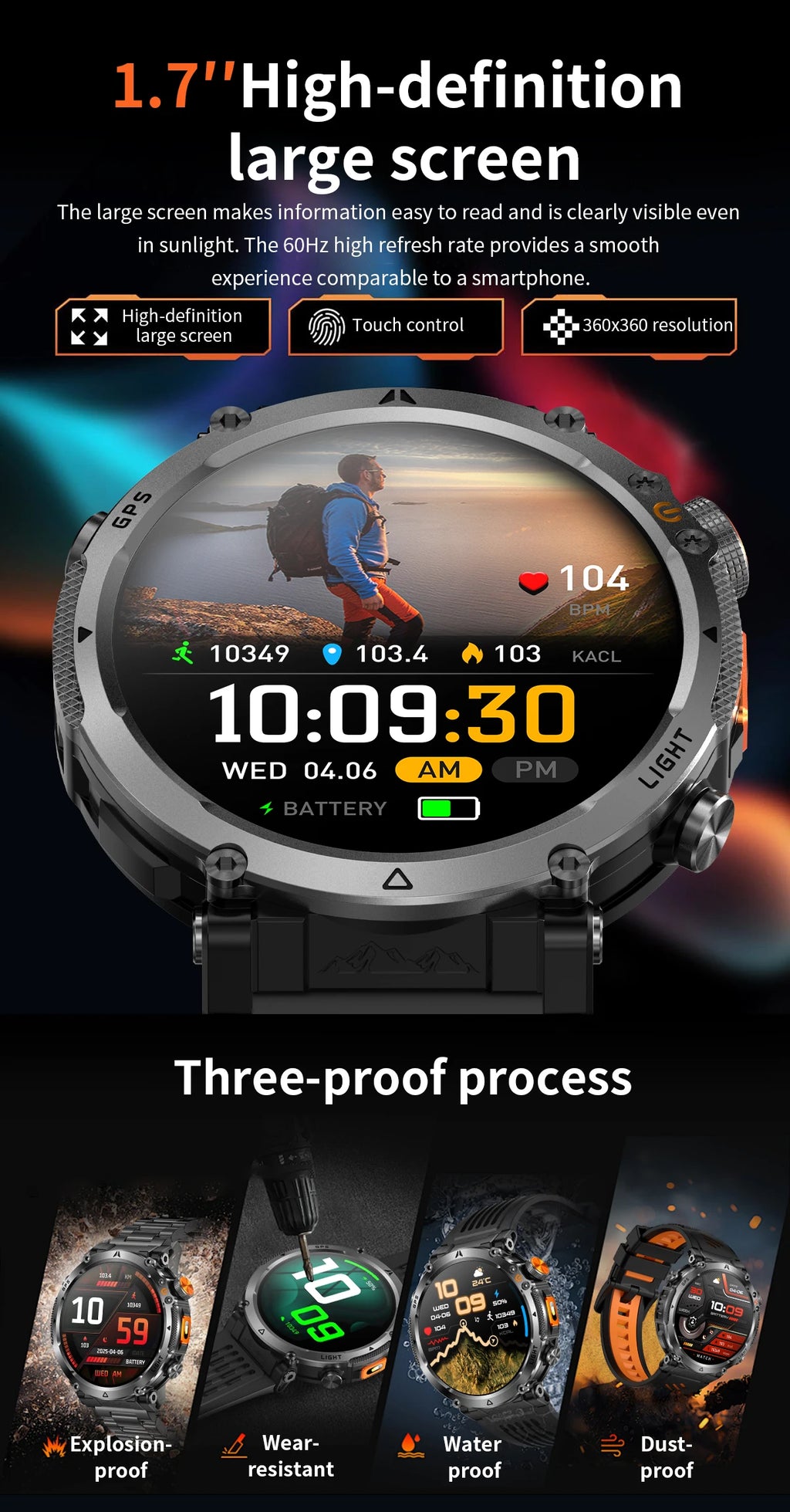 2026 New GPS Ultra Outdoor Sports Smart Watch 1.7" AOD Compass 5ATM Waterproof 170+ Sports Man Durable Military Call Smartwatch
