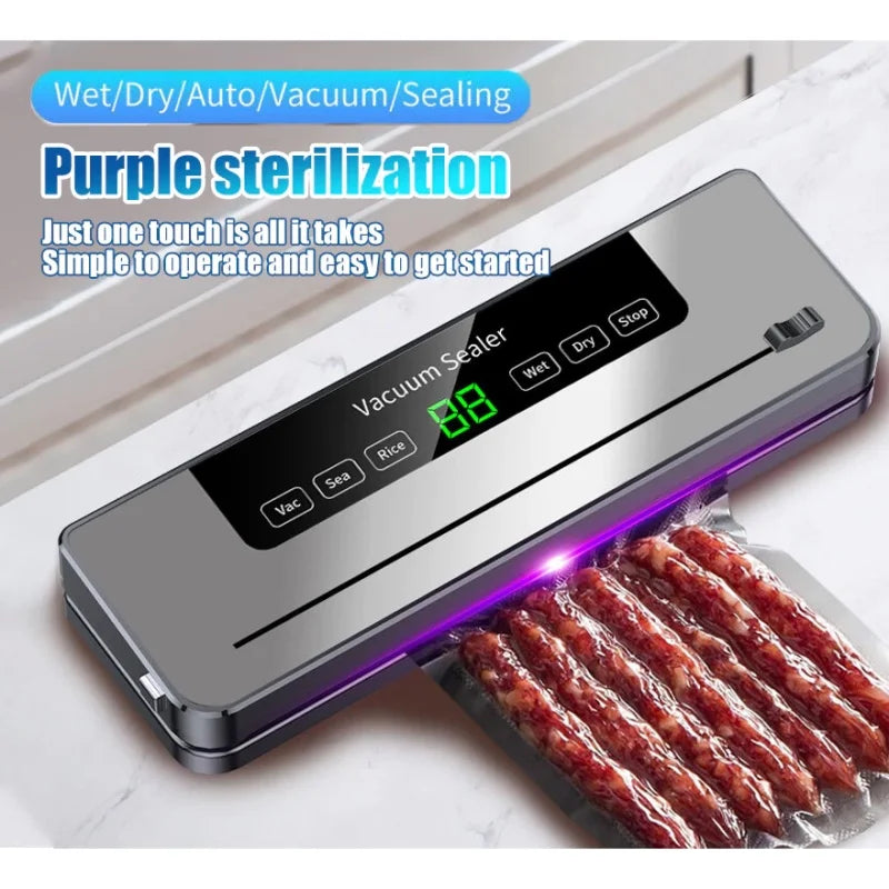 Electric Vacuum Sealer Dry/Wet Food Sealed Packaging Kitchen Food Storage Seal Built-in Cutter Knife Vacuum Sealer Machine