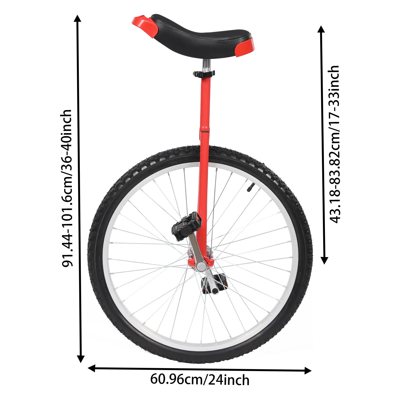24-inch Wheel Unicycle Height Adjustable Unicycle Black/Yellow/Blue/Red Steel One Wheel Bike For Cycling Balance Training