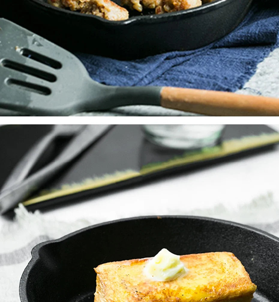 Cast Iron Frying Pan 14/16/20cm Non-stick Fried Steak Pot Egg Pancake Skillet for Gas Induction Cooker Universal Cookware
