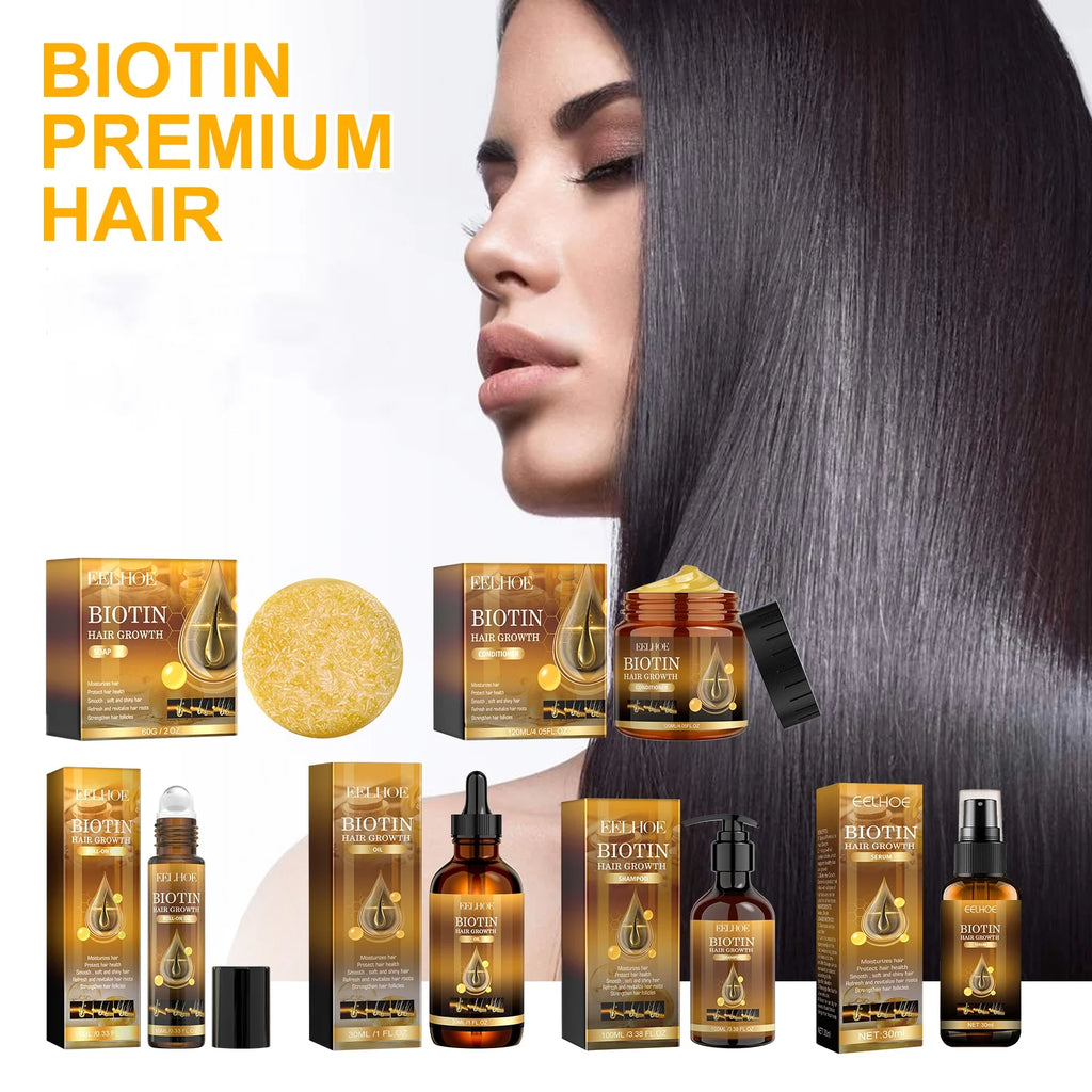 Biotin Hair Growth Products Fast Growing Oil Conditioner Frizz Damaged Repair Hair Thinning Soap Nourish Root Dense Hair Shampoo