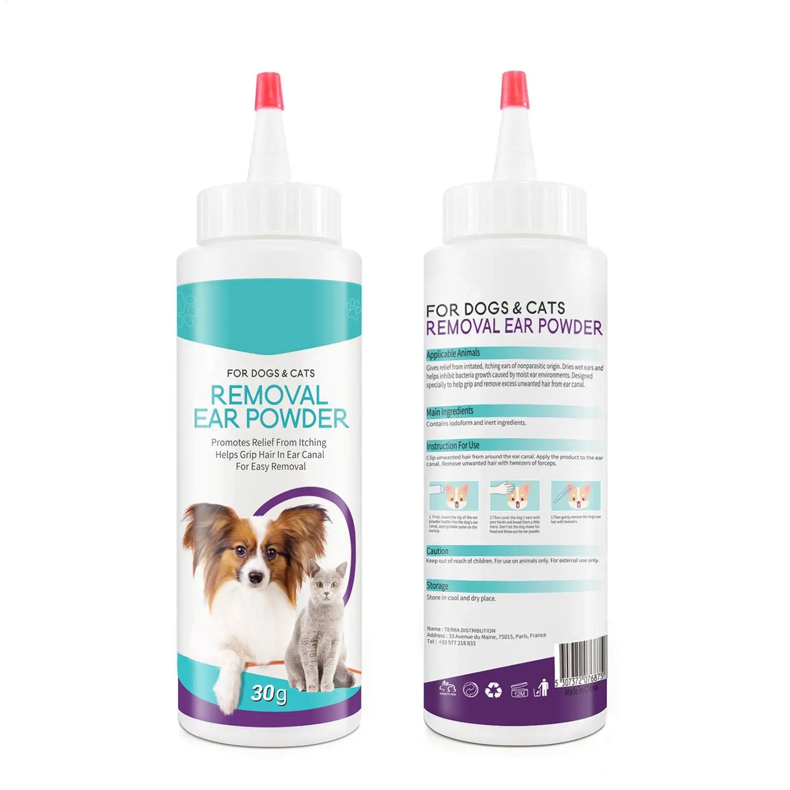 30G Pet Ear Powder Painless Ear Hair Removal Powder For Dogs And Pets Ear Cleaning Tool Ear Washing Powder Odor Removal Cleaner