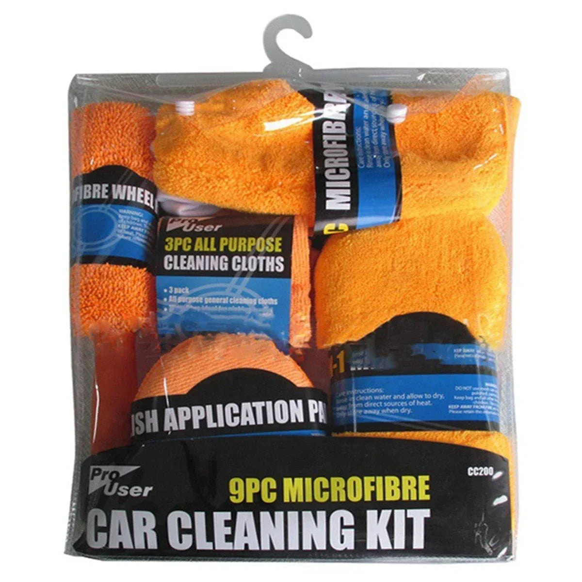 9pcs Car Wash Cleaning Kits Microfiber Towels Blush Sponge Wash Glove Polish Care Applicator Pads Auto Detailing Washing Tools