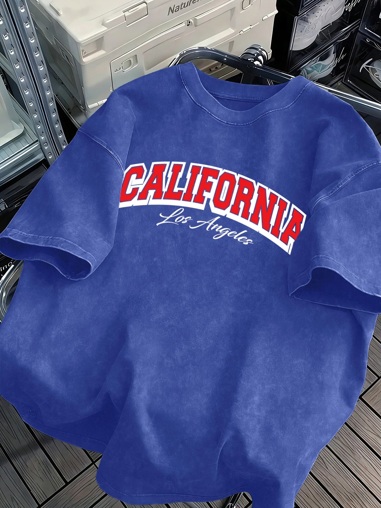 California Los Angeles City Art Letter Retro T-Shirt Mens Cotton Comfortable Tee Trendy Loose Snow Wash Clothing Soft Male Tops