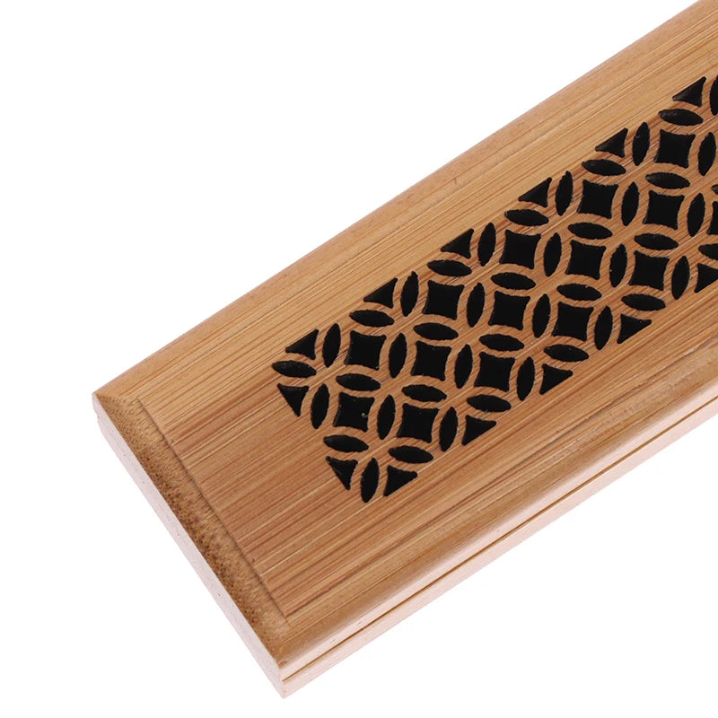 1Pc Bamboo Wood Incense Stick Holder Burning Joss Insence Box Burner Ash Catcher