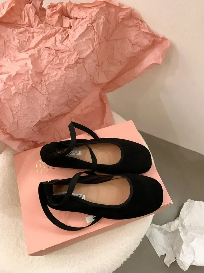 Designer Ankle Lace Up Women Ballet Flats Fashion Shallow Soft Sole Footwear Ladies Casual Outdoor Ballerina Shoes