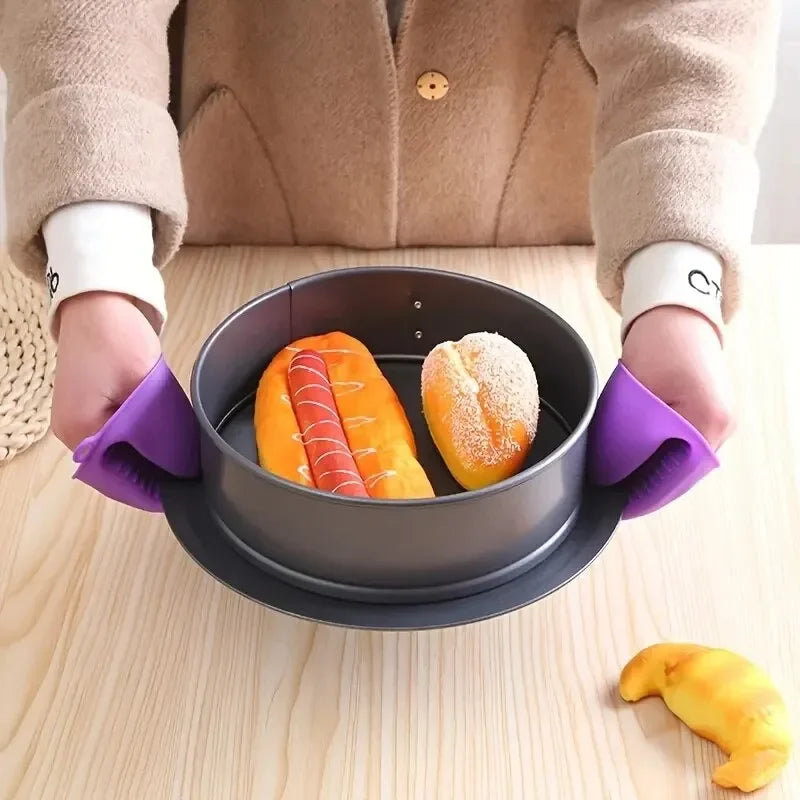 2PCS Thick Silicone Oven Mitts - Heat Resistant Non-Slip Microwave Gloves with Pot Clips, Kitchen Cooking Gloves