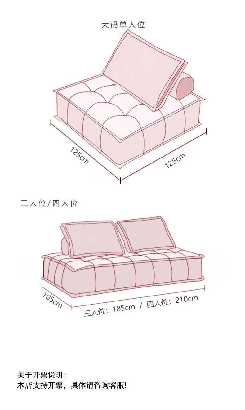 Compression Sofa High-end Light Luxury Living Room Boneless Sofa Small Apartment Three-seater Fabric Double Tofu Block Sofa