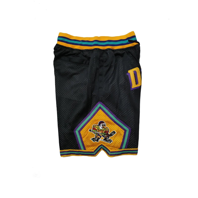 Basketball shorts Mighty Ducks Four pockets Sewing embroidery outdoor sport Beach pants train ventilation Black Green movie 2024