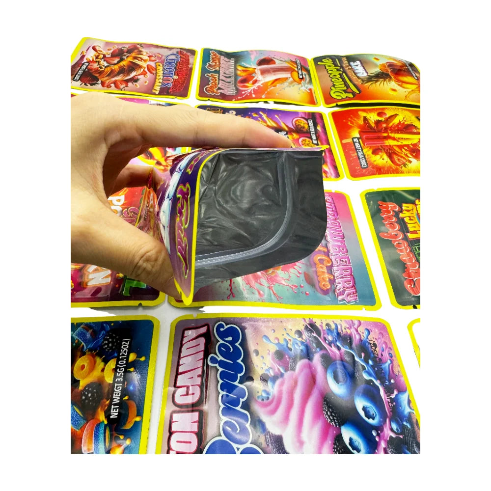 50Pcs Empty Paper Box With Mylar Bag 3.5Gram Packaging Boxes Resealable Zipper Lock Pouch Strawberry Watermelon Plastic Case