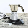 150ml/300ml Electric Coffee Maker Cups Aluminum Mocha Pot 480W Electric Italian Coffee Maker Percolator for Home Silver 3/6Cups