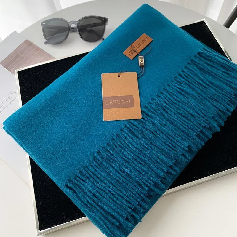 2024 Winter Cashmere Scarf Women Thick Warm Pashmina Shawls Wraps Solid Color Tassel Lady Blanket Echarpe Bufanda Hijab