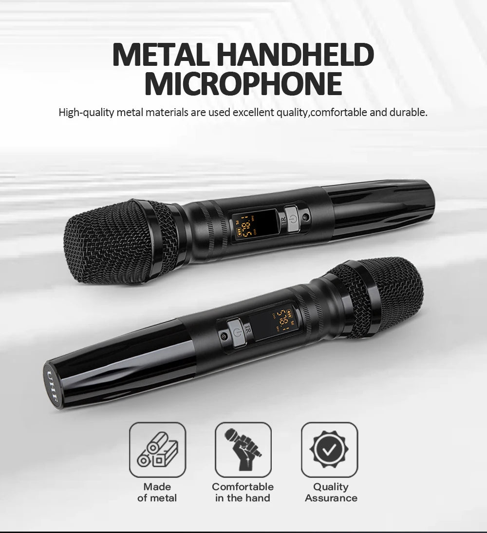 4 Channel Karaoke Audio Mixer with Dual UHF Wireless Microphone USB Bluetooth DJ Mixer for Party Computer Studio Recording DGNOG