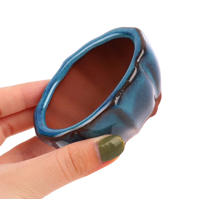 1pcs Chinese Style Bonsai Flowerpot Ventilate Purple Sands Ceramic Craft Plant Pot Planter For Home Office Desk