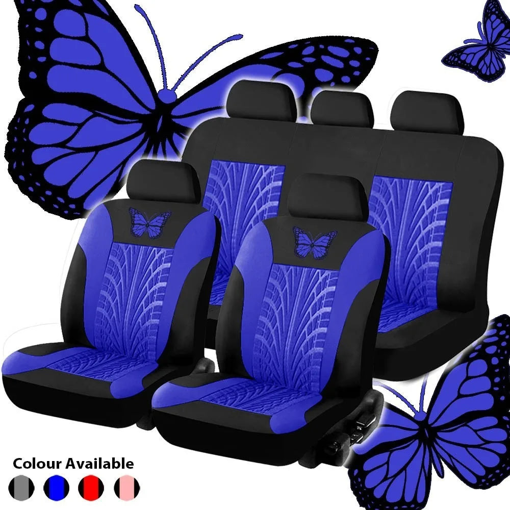 Butterfly Craft Car Seat Covers All-Season Universal Fit Special Embossed Fabric Cushions
