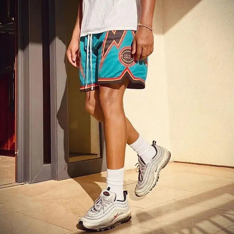 American Retro Embroidered Sports Shorts Men's Loose Casual Simple Personalized Four-point Basketball Pants Male Sportswear