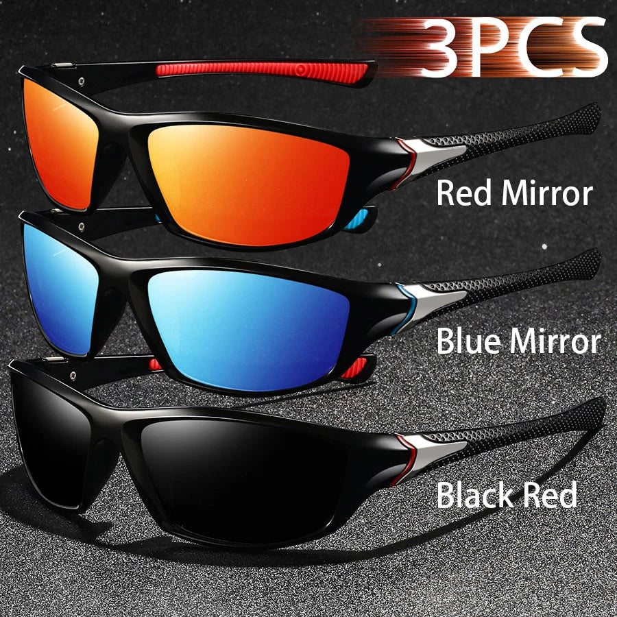 3PCS Fashion Vintage Driving Fishing Cycling Sports Sunglasses Men Women Running Mountaineering Sport Man Sun Glasses UV400