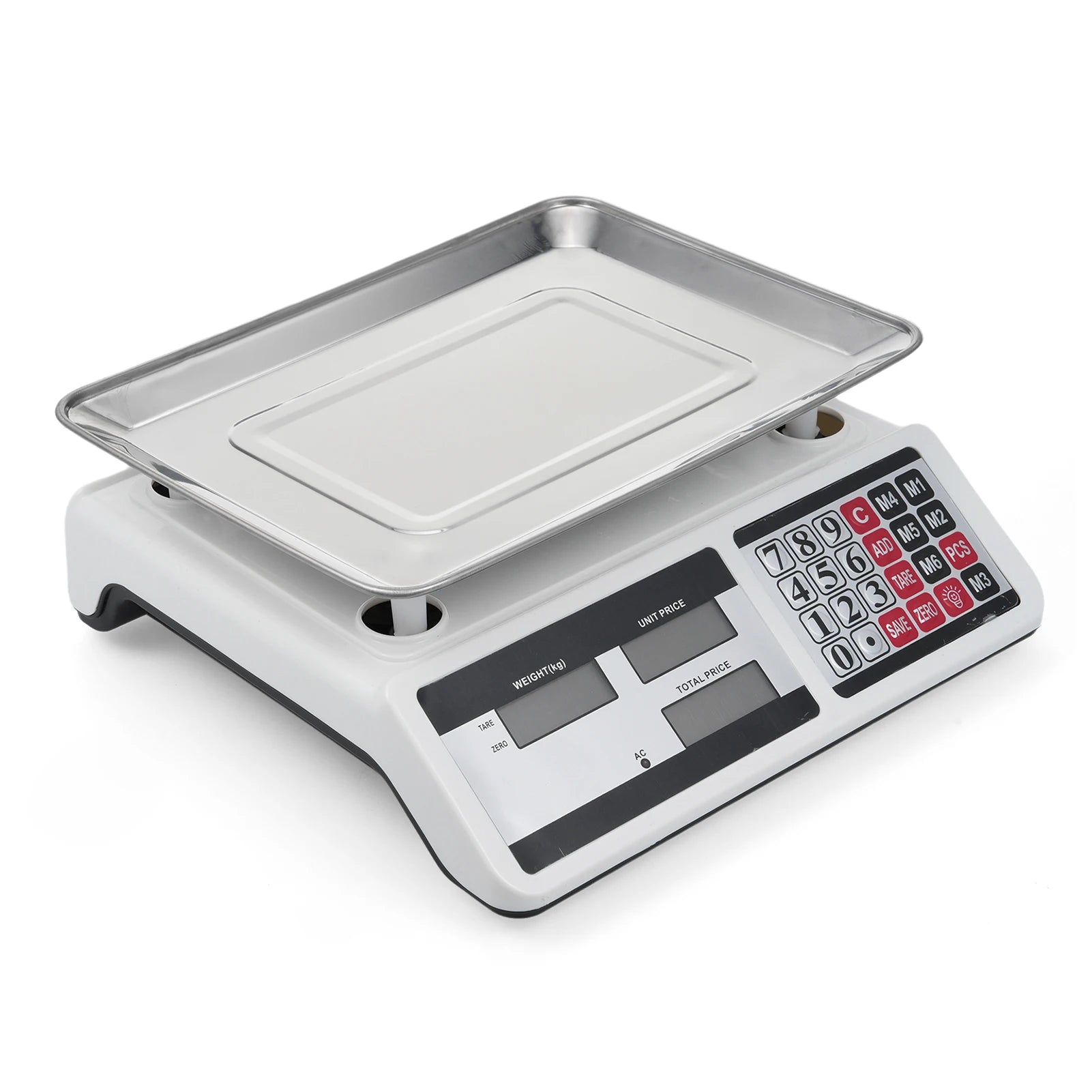 0KG Digital Price Scale Electronic Price Computing Scale with Stainless Steel Large Platform Dual LCD Display Big Button