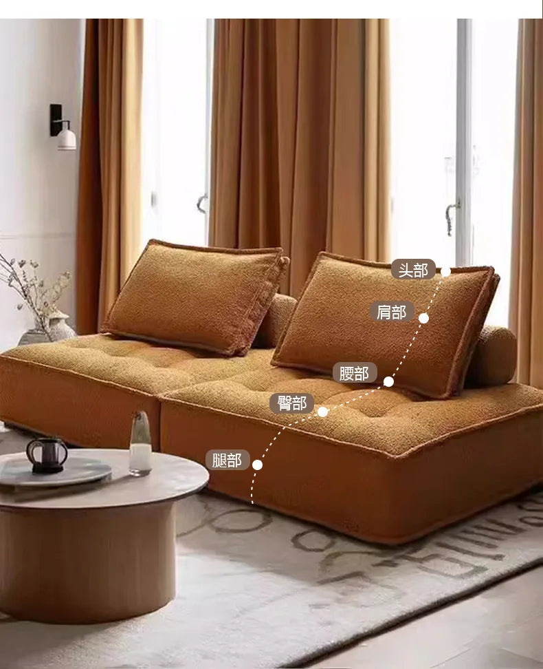 Compression Sofa High-end Light Luxury Living Room Boneless Sofa Small Apartment Three-seater Fabric Double Tofu Block Sofa