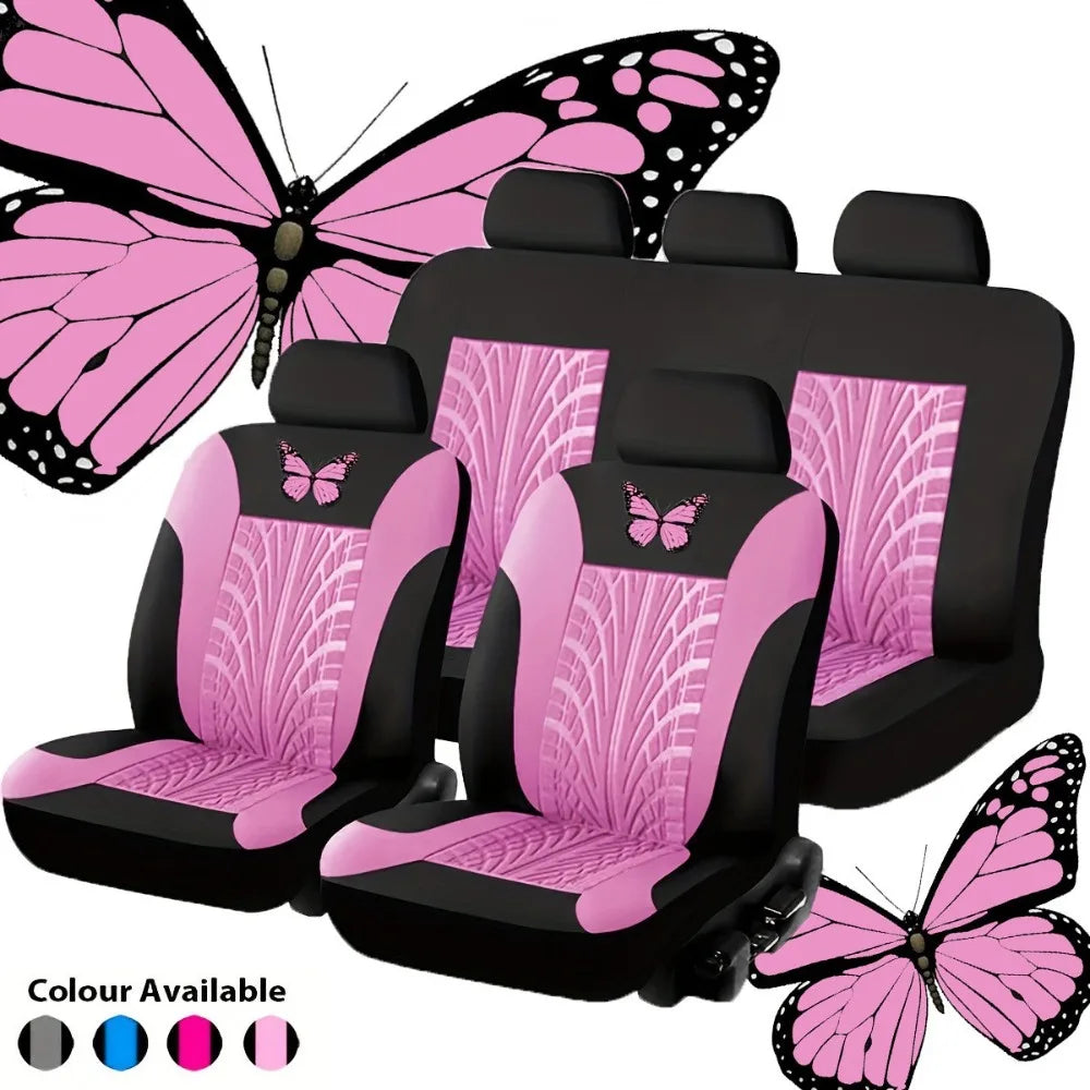 Butterfly Craft Car Seat Covers All-Season Universal Fit Special Embossed Fabric Cushions