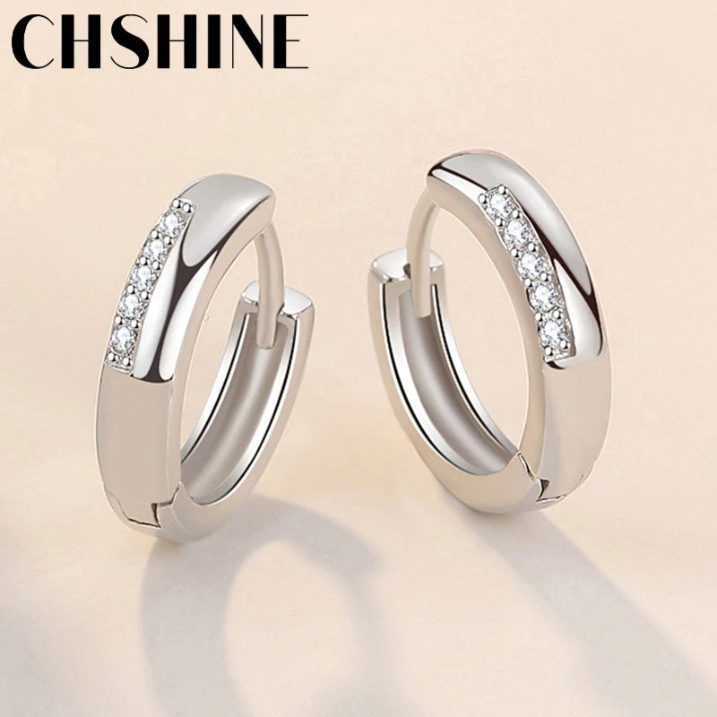 CHSHINE 925 Sterling Silver Summer Simple Zircon Earrings For Women Wedding Party Fashion Jewelry