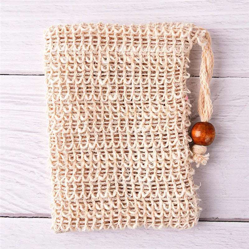 1PC New Natural Exfoliating Soap Bags Handmade Sisal Soap Bags Natural Mesh Soap Saver Pouch Holder Bath Soap Holder bathroom