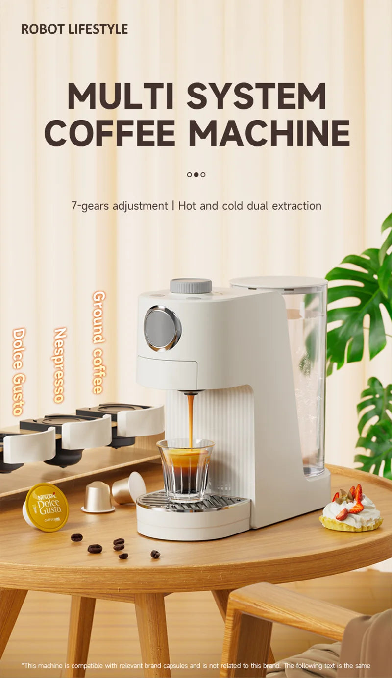 Coffee Maker 3 in 1 Multi Coffee Machine Hot/Cold, Dual Extraction, 20Bar, 1.4L Water Tank Home Hotel Coffee Maker