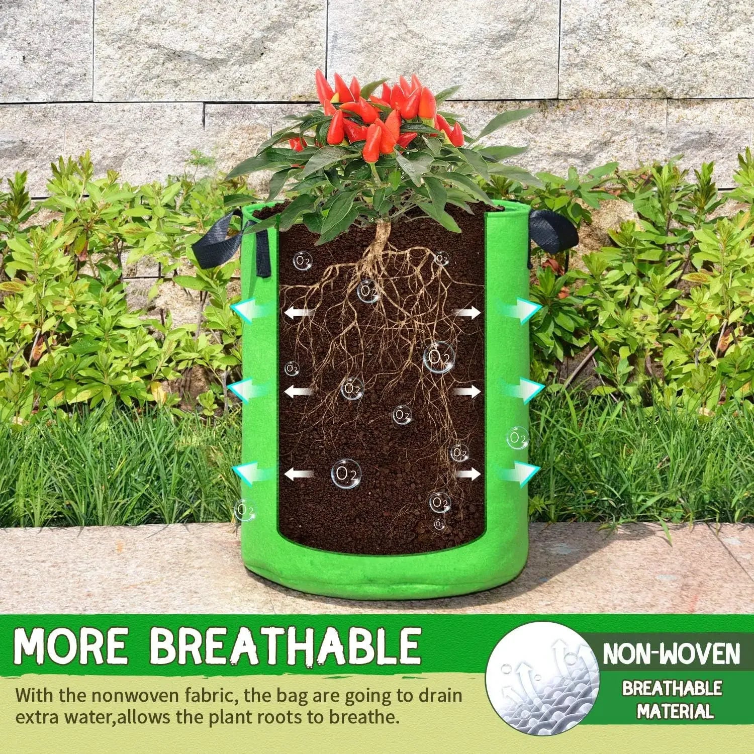 5/10Gallon Felt Plant Grow Bags Nonwoven Fabric Garden Potato Pot Greenhouse Vegetable Growing Bags Moisturizing Vertical Tools