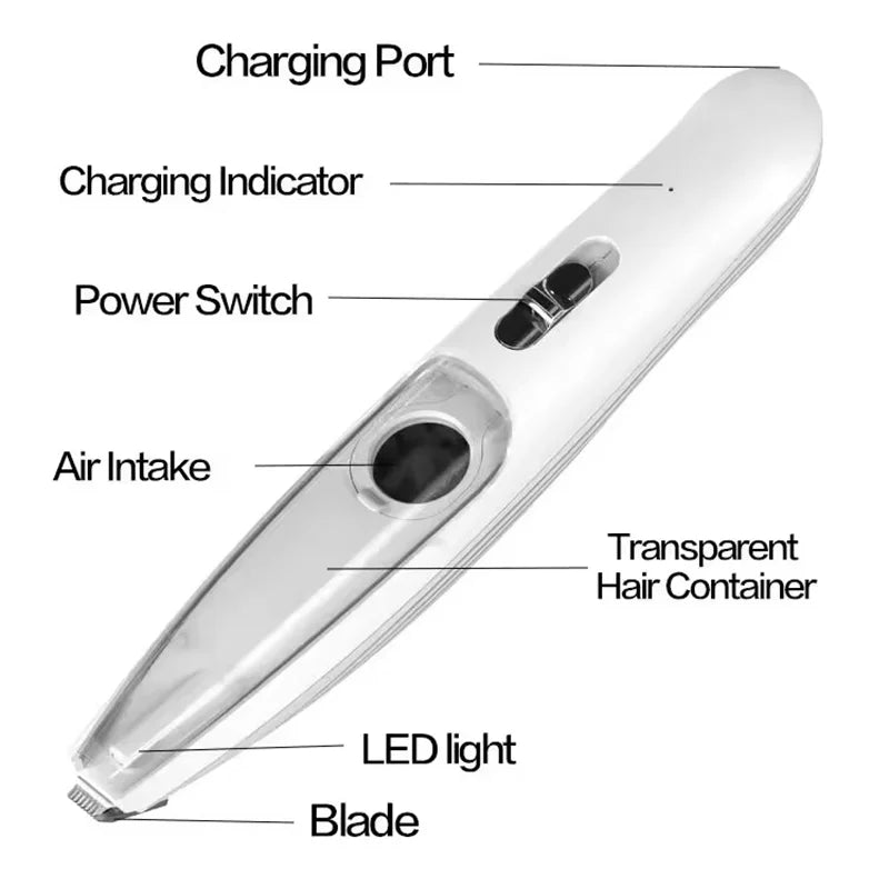 All In One Low Noise Electric Clipper With Vacuum Suction For Cats Dogs Rechargeable Paw Hair Trimmer Shaver Pet Care Tool