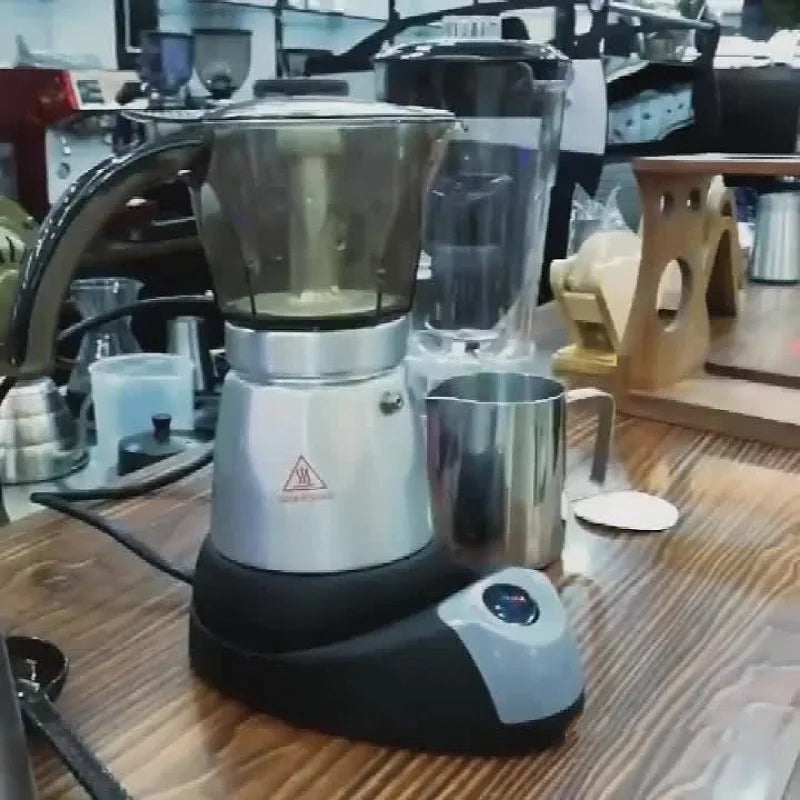 150ml/300ml Electric Coffee Maker Cups Aluminum Mocha Pot 480W Electric Italian Coffee Maker Percolator for Home Silver 3/6Cups