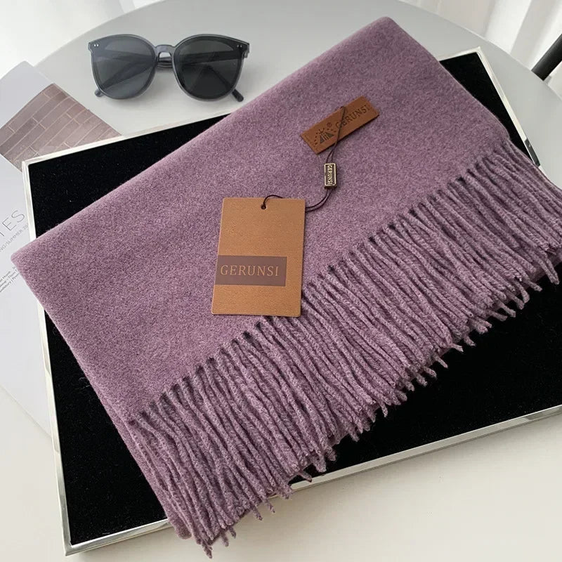 2024 Winter Cashmere Scarf Women Thick Warm Pashmina Shawls Wraps Solid Color Tassel Lady Blanket Echarpe Bufanda Hijab