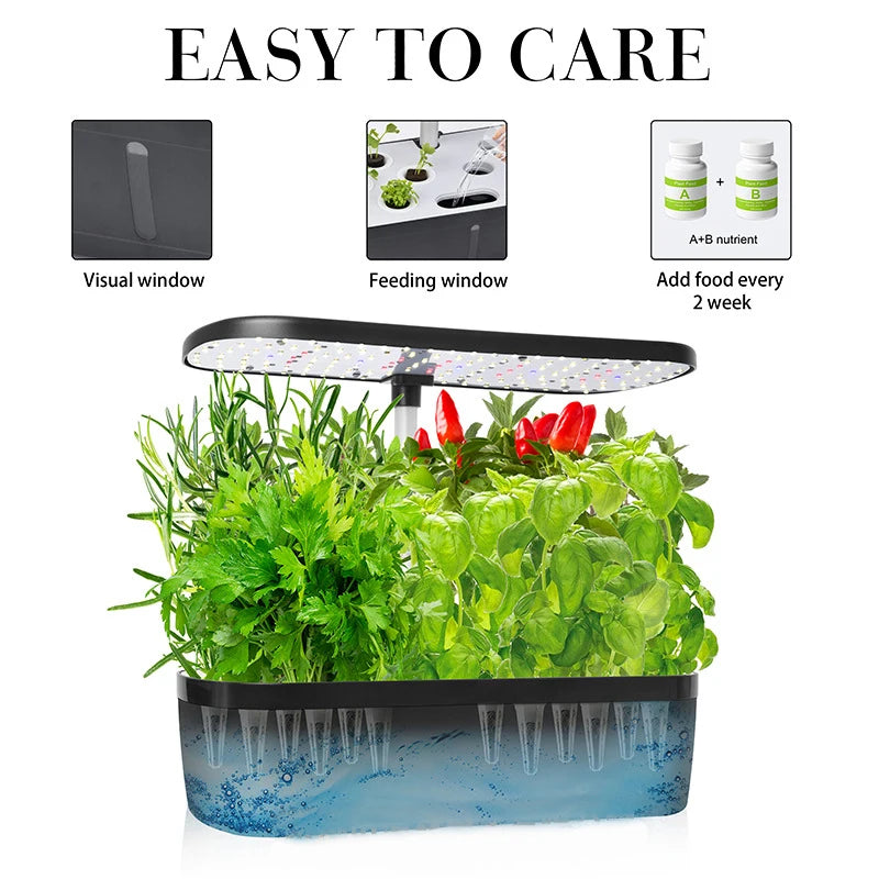 12 Holes-Hydroponic System Kits Indoor Soilless Cultivation Equipment LED Plant Growth lamp Vegetable fruit herb Planting Box