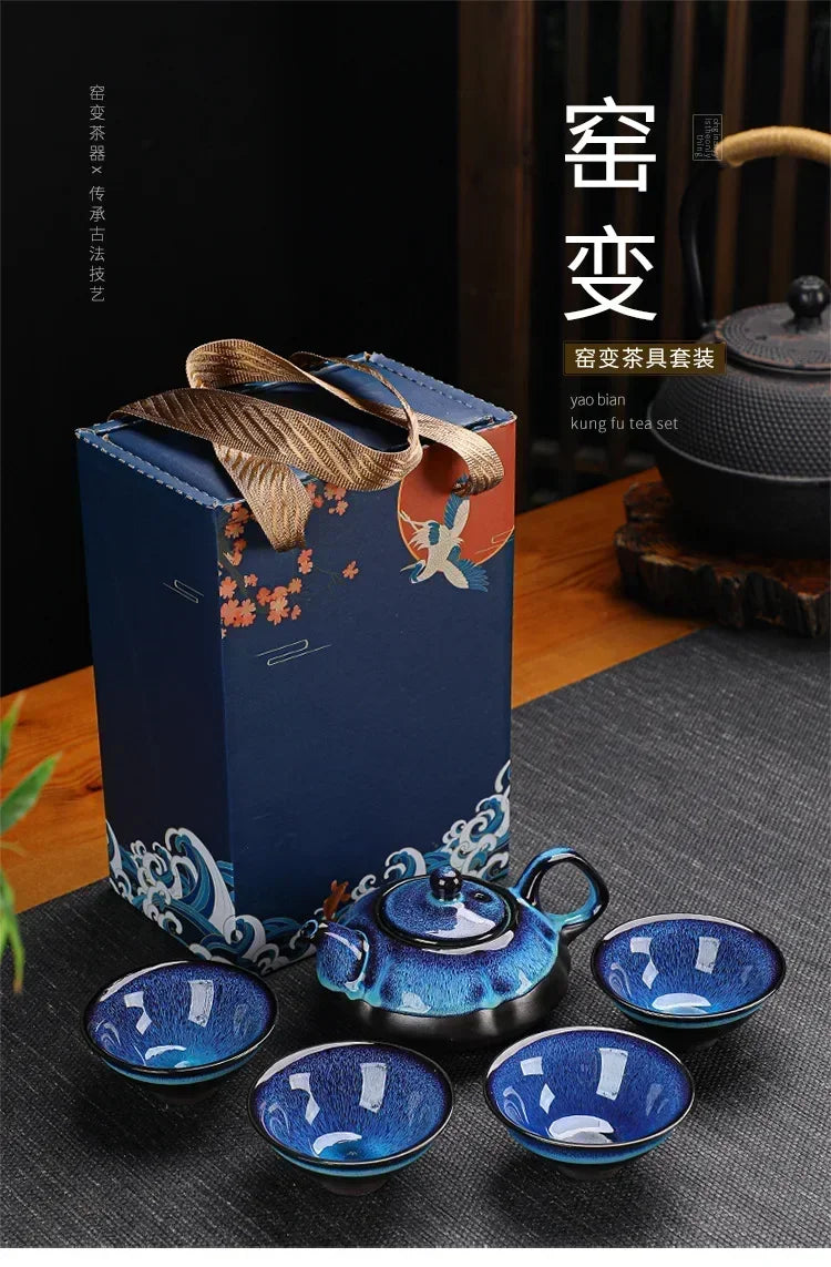 Classical Design Teapot Sets Gift Bag Drinkware Tea Sets Hand Painting Country Ceramic Chinese Tea Set Cup And Tea Pot Set NONE