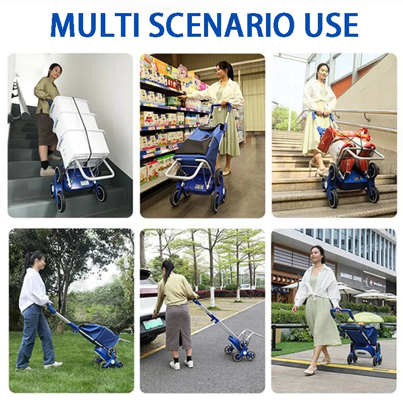 Electric Climbing Shopping Cart Large Capacity Silent Electric Handcart Household Portable Foldable Shopping Bag with Wheels